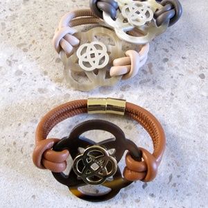 Double Infinity Horn and Leather Bracelet